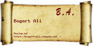 Bogert Ali névjegykártya
